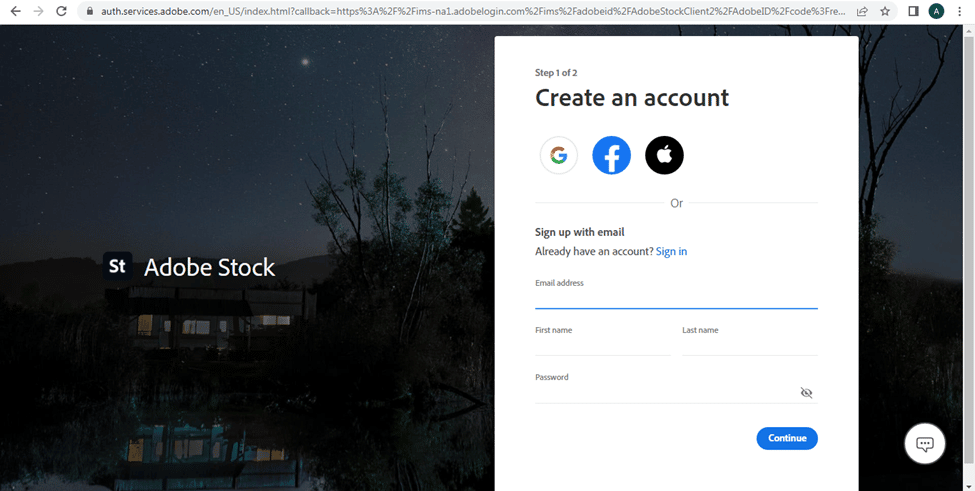 خطوات إنشاء حساب على موقع Adobe stock