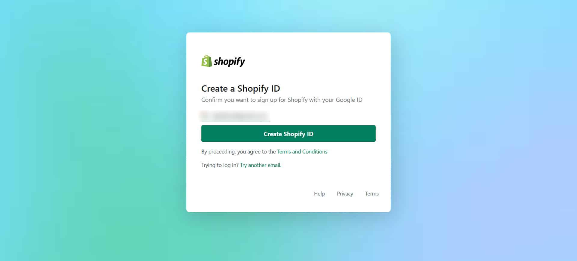 يمكنك الآن البدء في الضغط على زر إنشاء ID خاص بك في منصة شوبيفاي