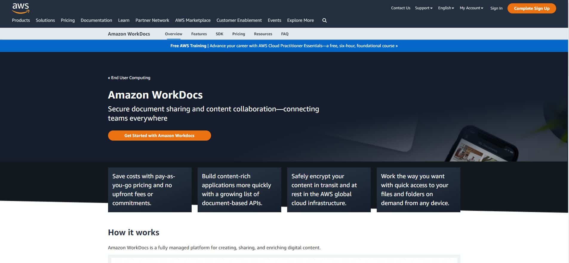 خطوات إنشاء حساب على amazon workdocs