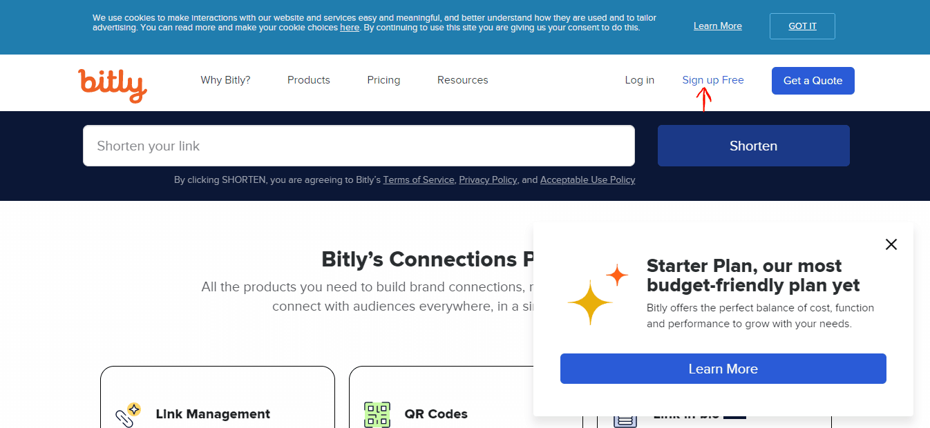 إنشاء حساب على موقع bitly.com