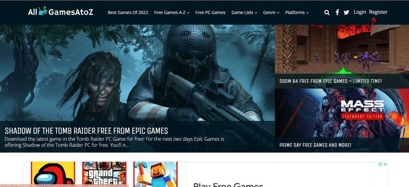 إنشاء حساب على AllGamesAtoZ