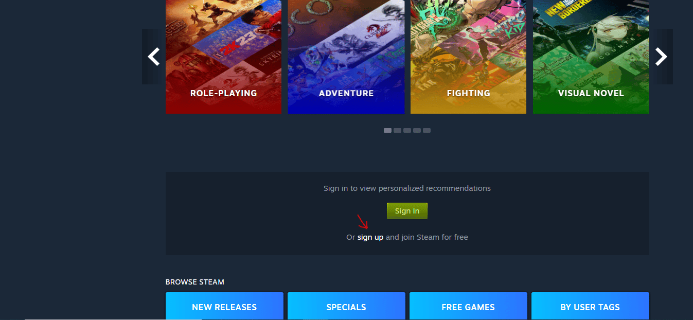 إنشاء حساب على steampowered.com