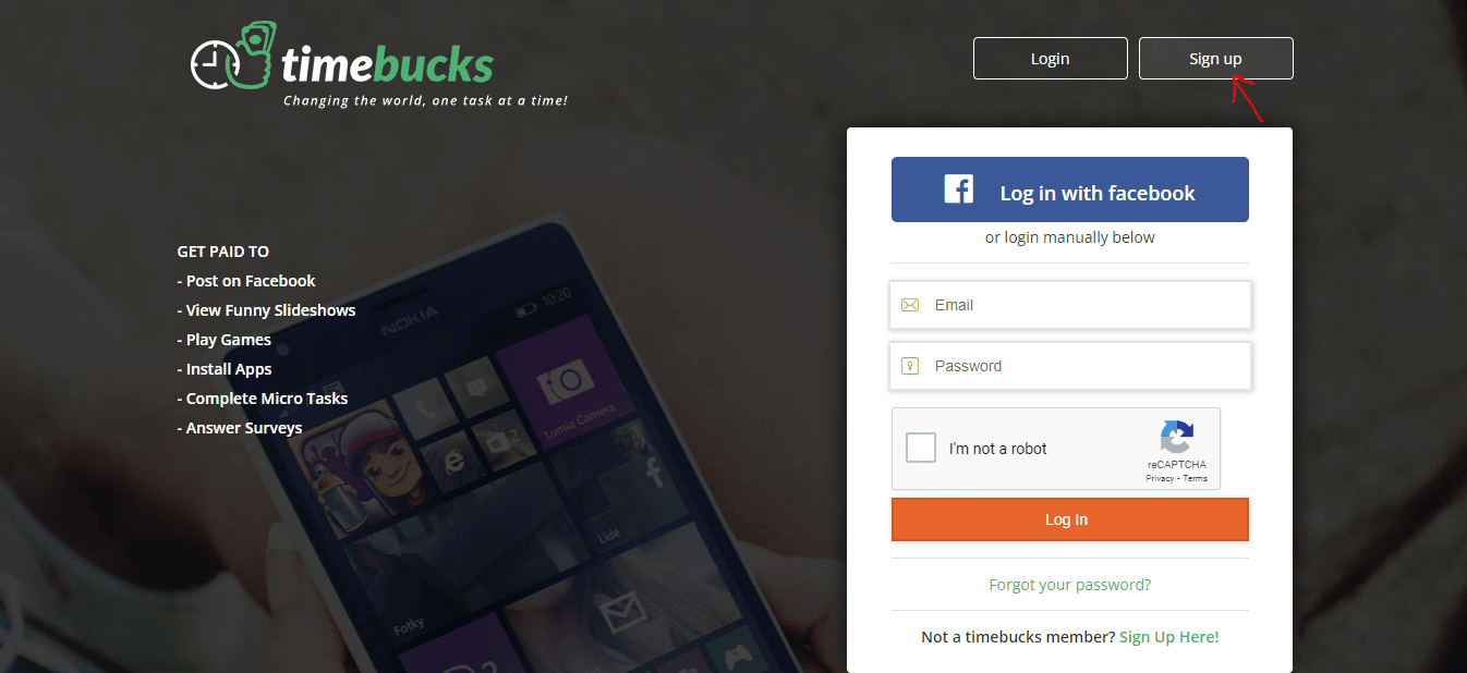 إنشاء حساب على Timebucks