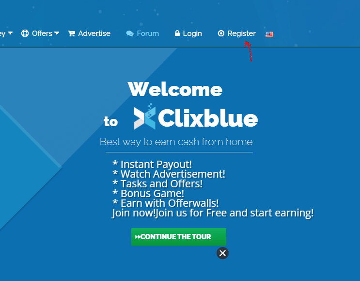 إنشاء حساب على موقع clixblue
