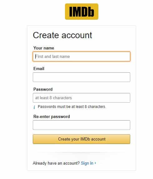 خطوات إنشاء حساب على imdb