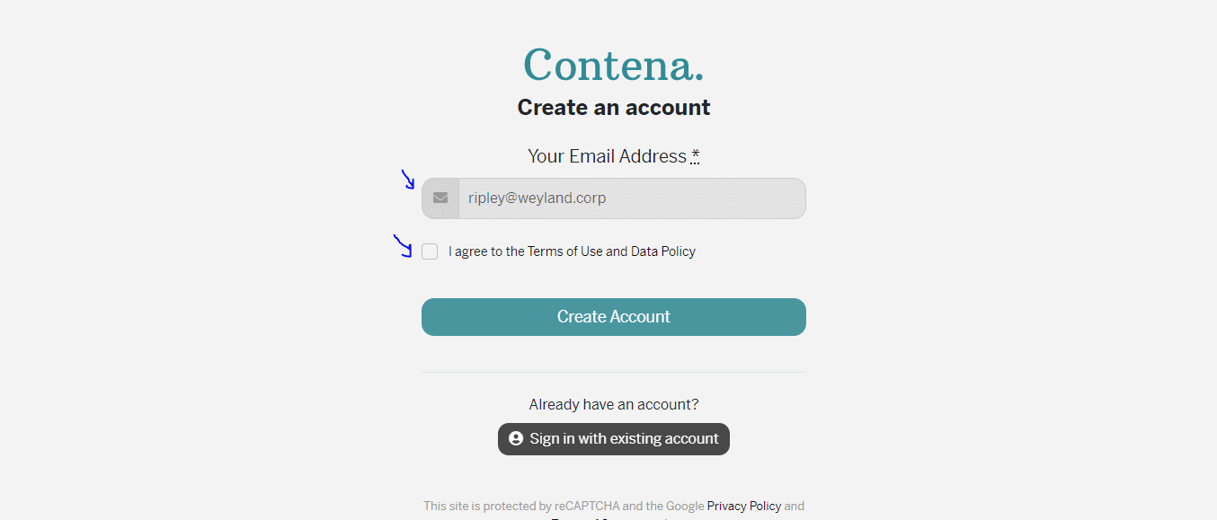 إنشاء حساب على موقع Contenta