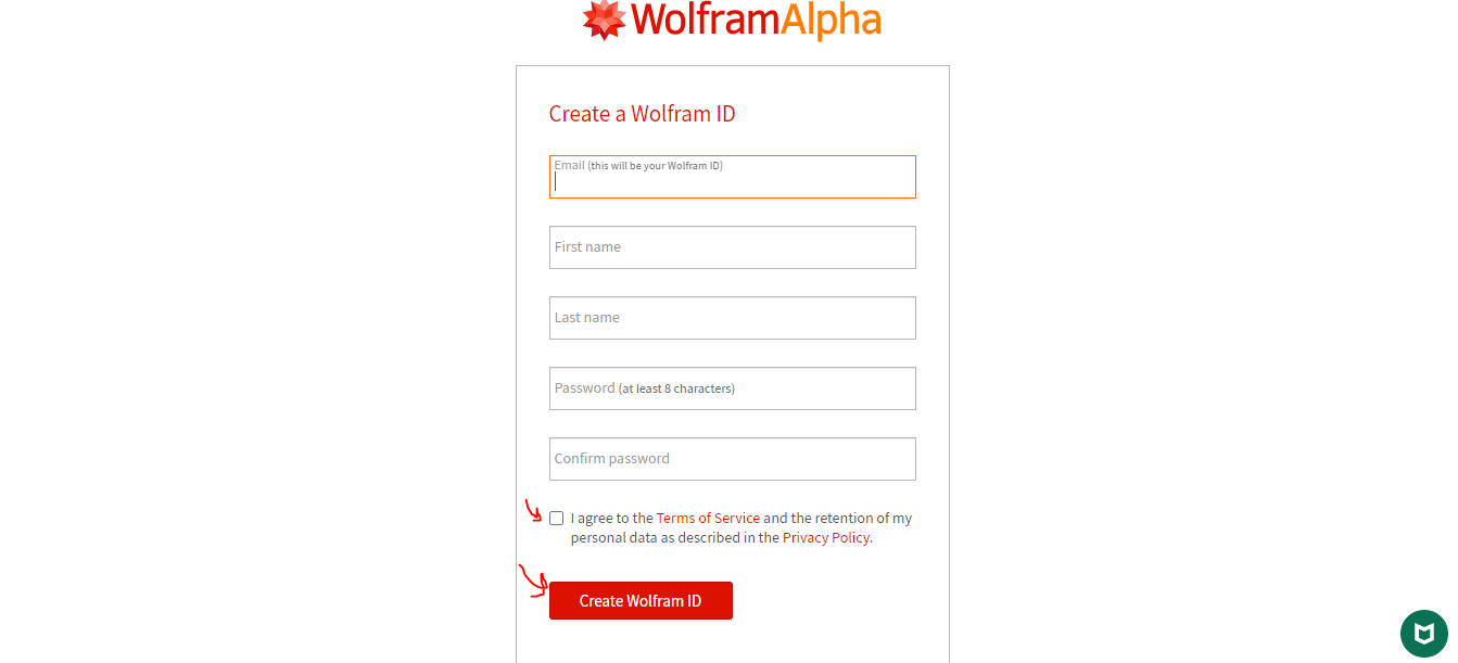 إنشاء حساب على موقع Wolframalpha.com