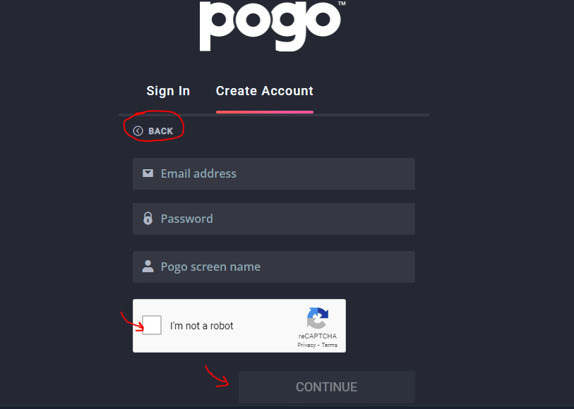إنشاء حساب على موقع Pogo