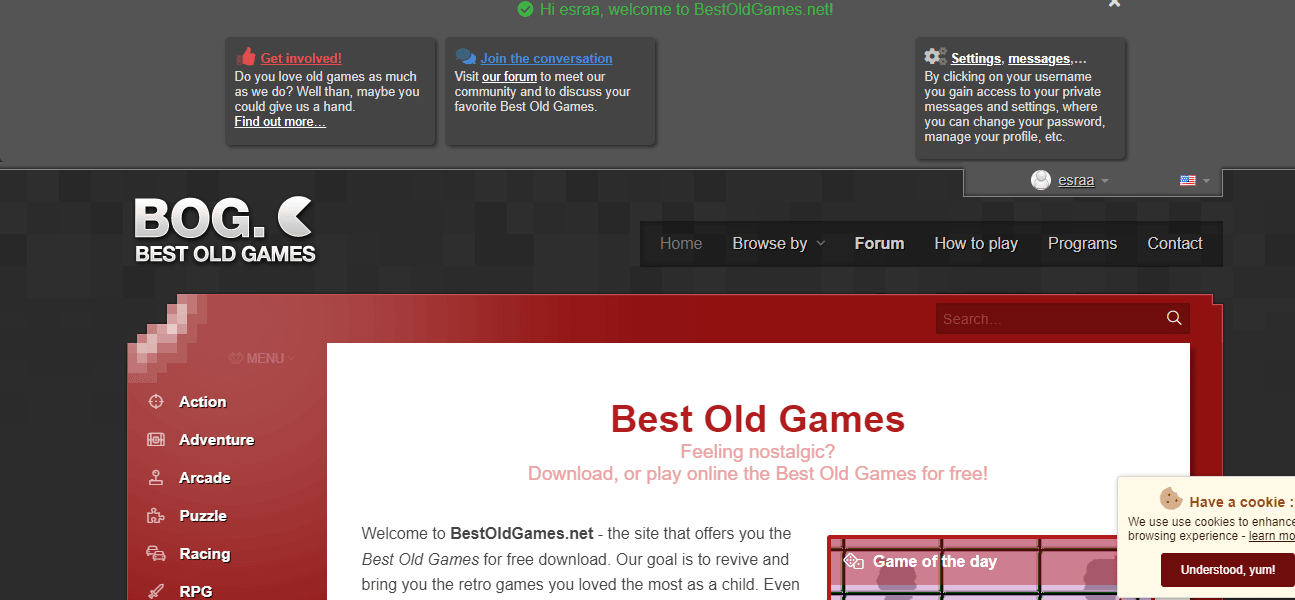 إنشاء حساب على موقع Best Old Games