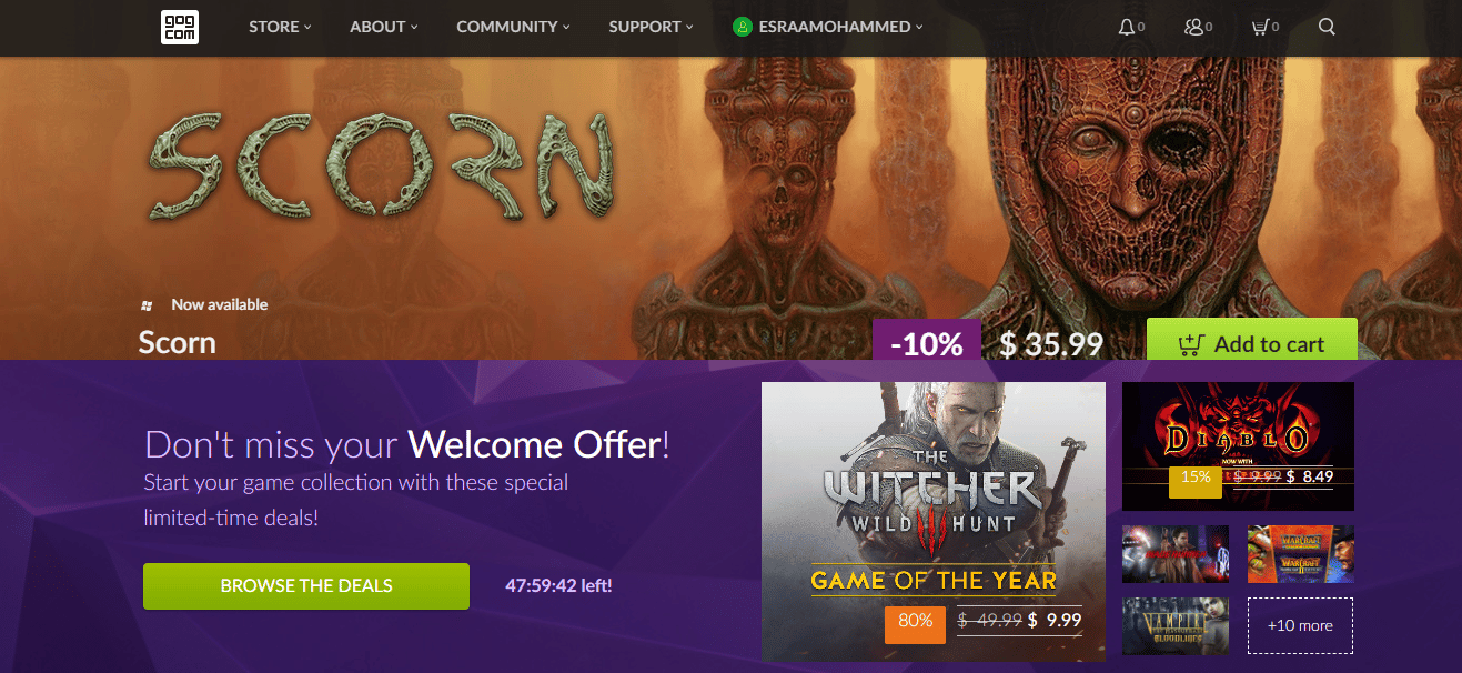 إنشاء حساب على موقع gog.com