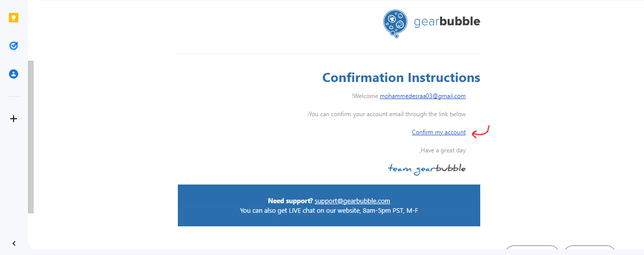 إنشاء حساب على Gear Bubble