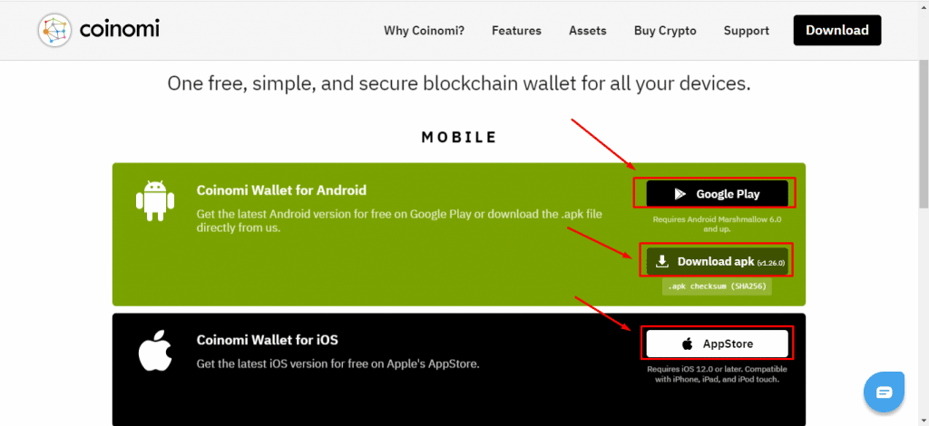 إنشاء محفظة Coinomi