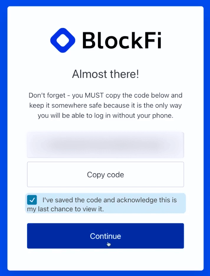 Create blockfi account