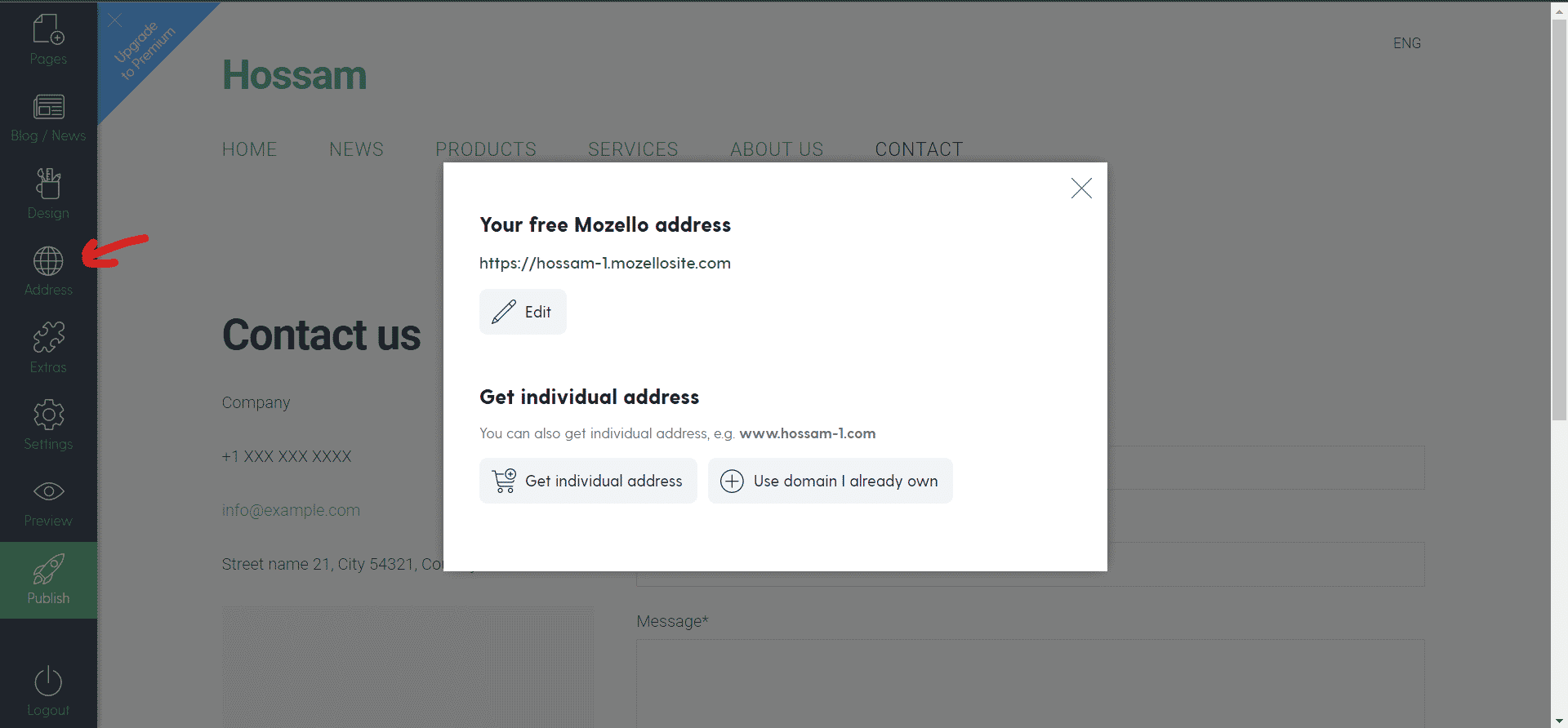 إنشاء موقع ويب mozello