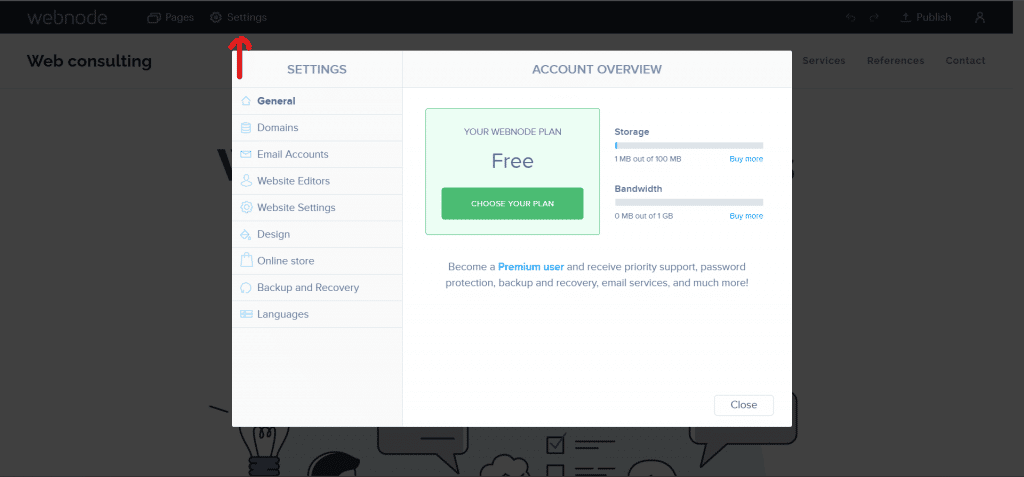 إنشاء موقع ويب webnode