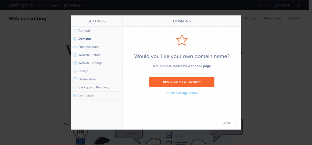 إنشاء موقع ويب webnode