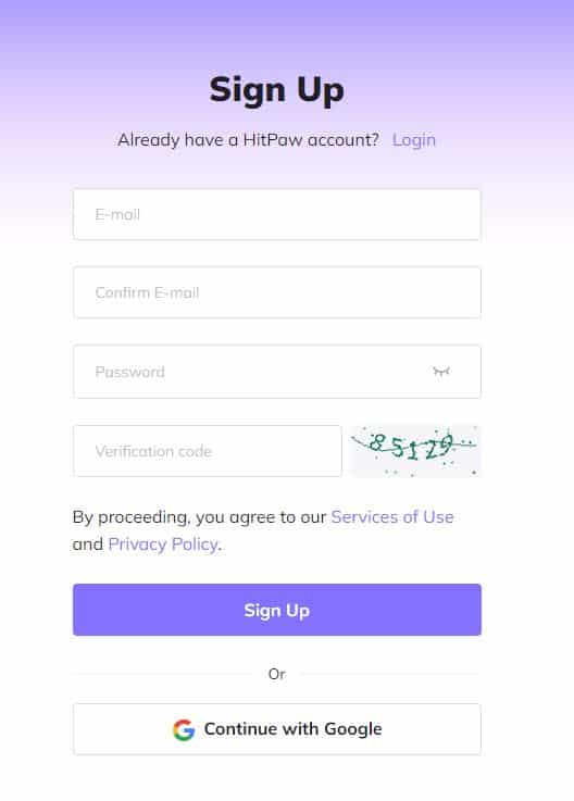 خطوات إنشاء حساب على hitpaw
