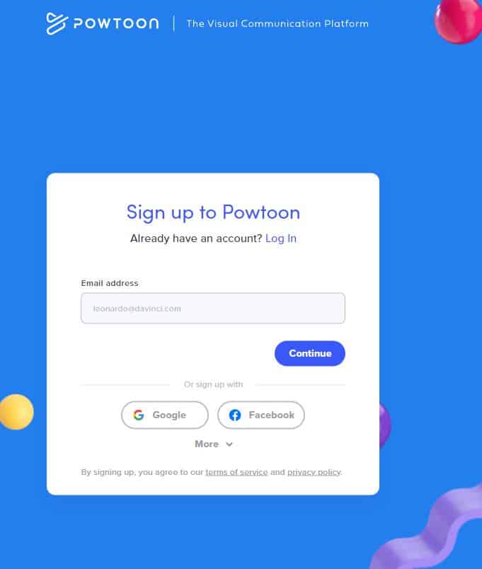 خطوات إنشاء حساب على powtoon