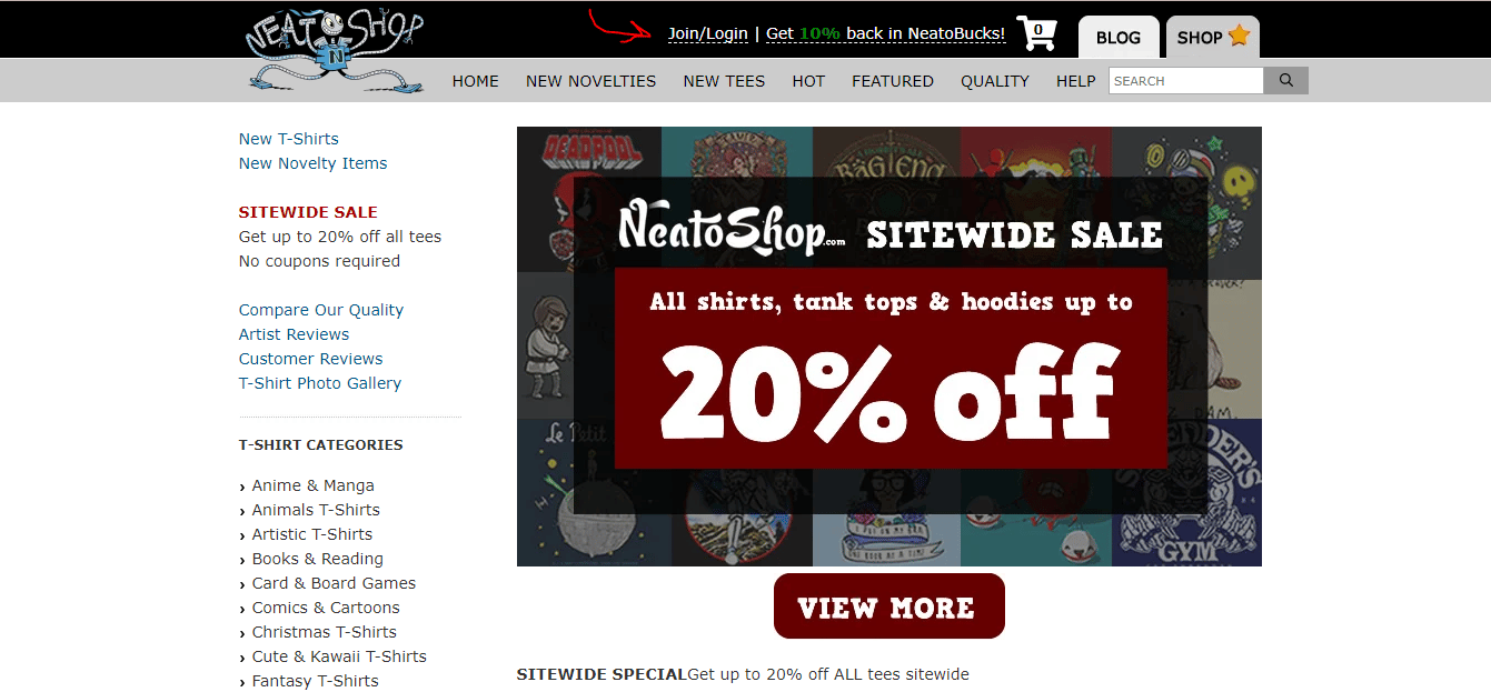 إنشاء حساب على NeatoShop