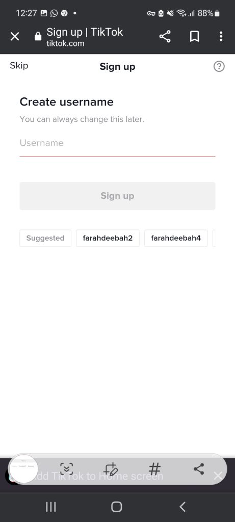 إنشاء حساب تيك توك Tiktok