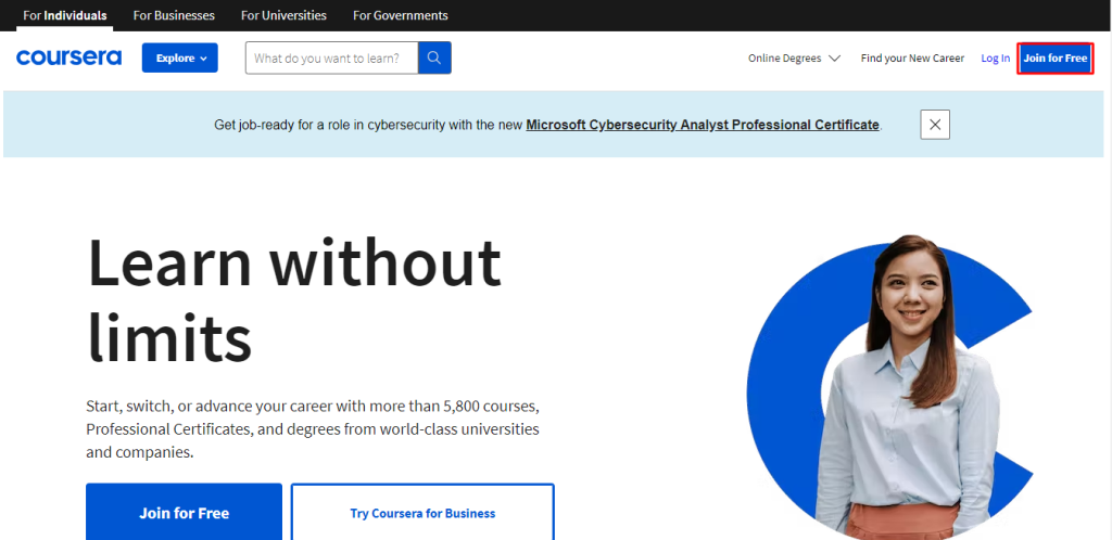 خطوات إنشاء حساب على كورسيرا coursera