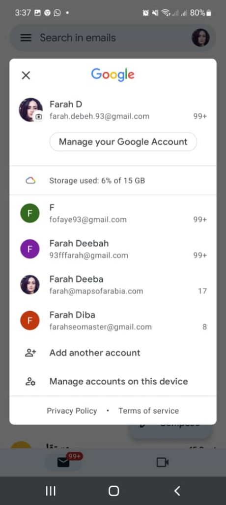 عمل تسجيل خروج من حساب جيميل